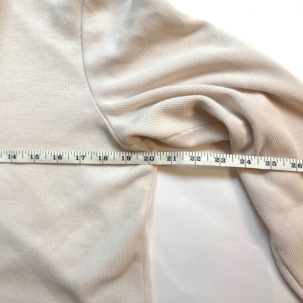 Sonoma Life Style Women White w/ pink hue Ribbed lightweight Hoodie V-Neck Sz-M - Picture 4 of 10